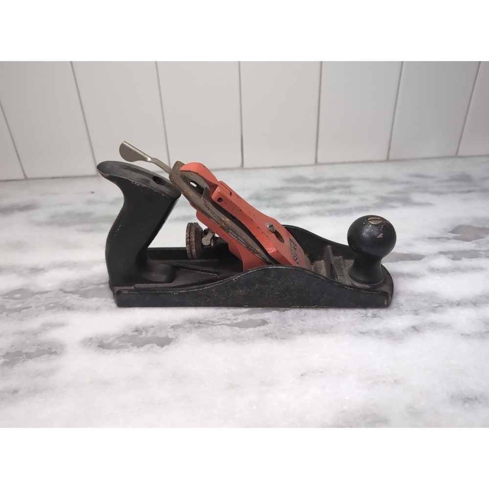 Sears‎ 9.5" Wood Plane, Vintage Made in USA, Red Lever Cap, Cast Iron Hand Tool